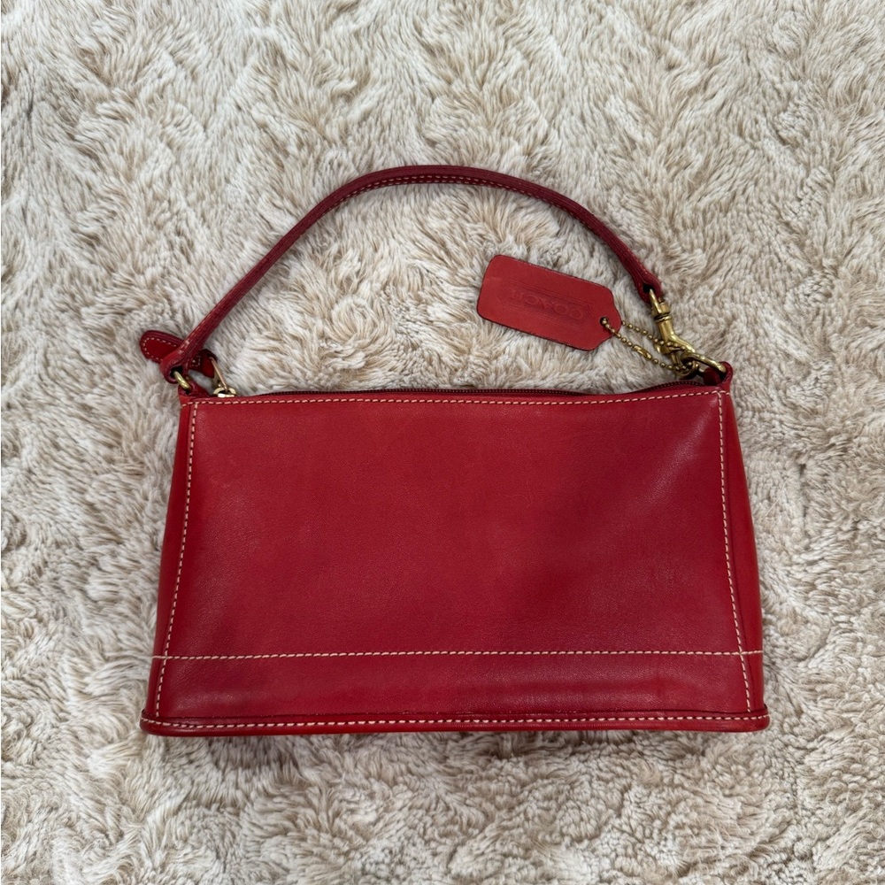 Vintage Coach 9311 Demi Bleecker Baguette Handbag Red Leather
